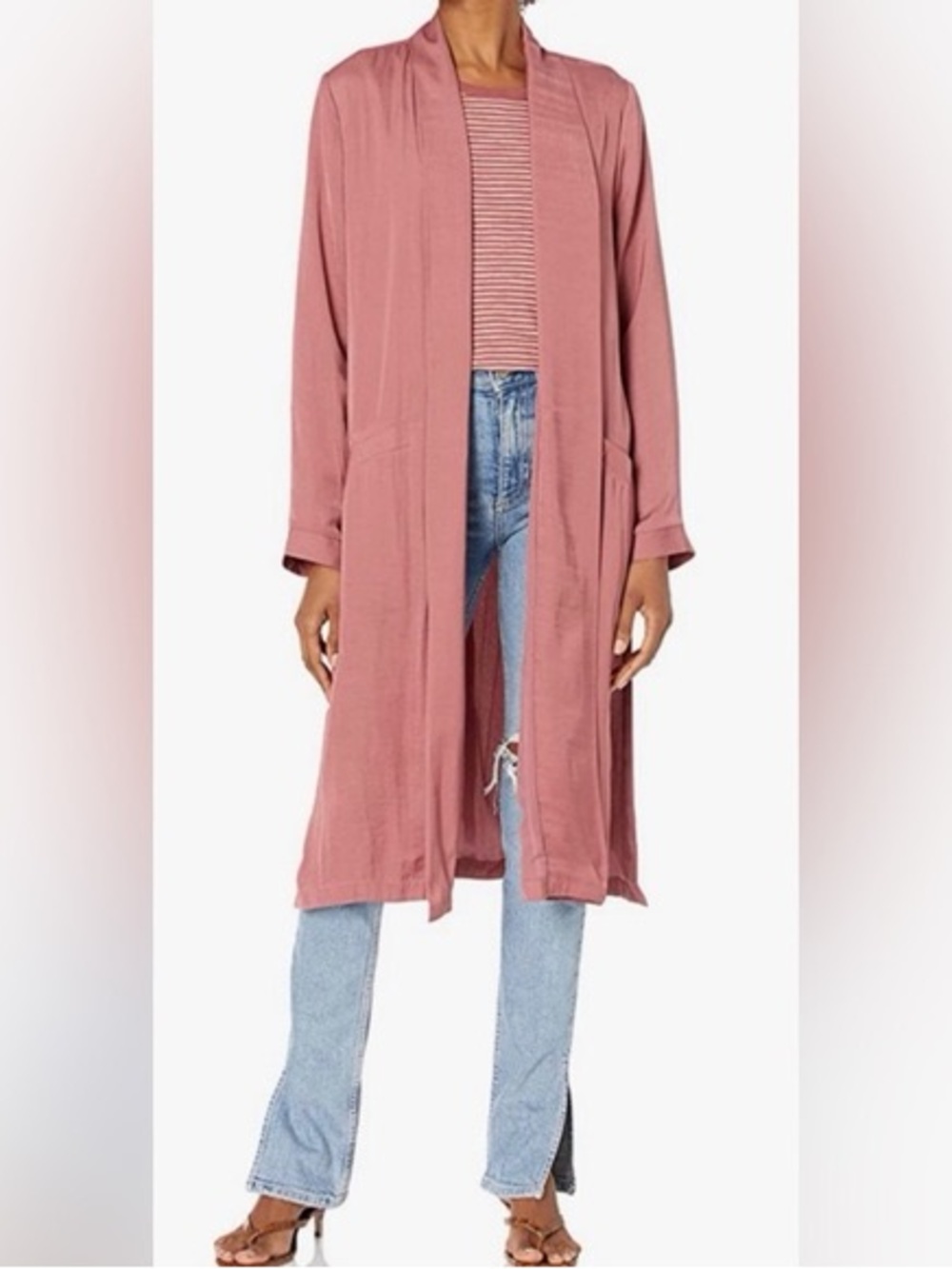 Cupcakes and Cashmere Mauve Pink Blazer Duster Cardigan Smooth Fabric XS